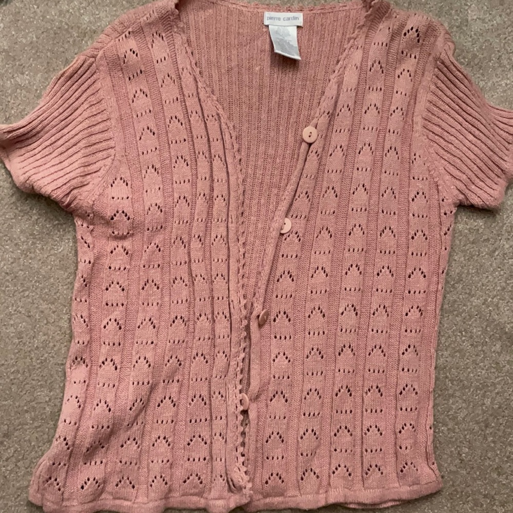 Short sleeve peach cardigan